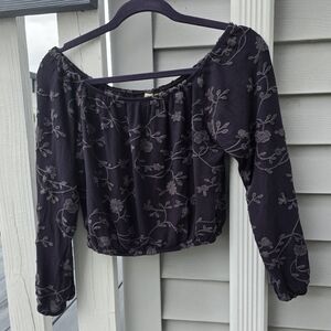 Lucy Love Floral Long Sleeve Crop Top